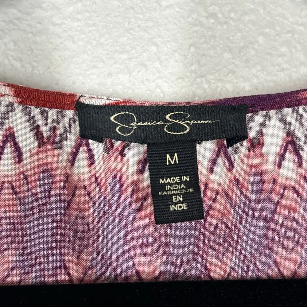 Jessica Simpson Multicolor Boho Print Cold Shoulder Romper Size Med - Image 8