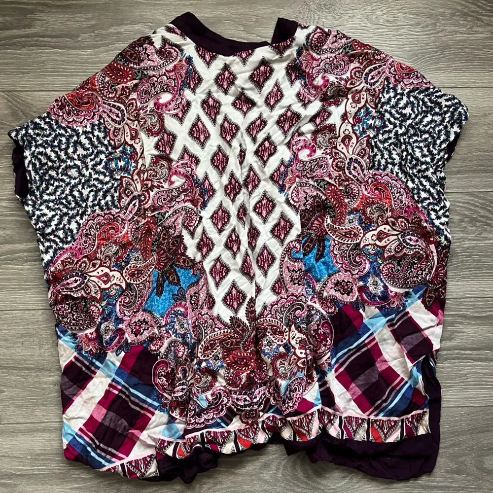 Chico’s Ruana Tunic Vest Mixed Paisley Plaid Print Purple Size L/XL - Image 6