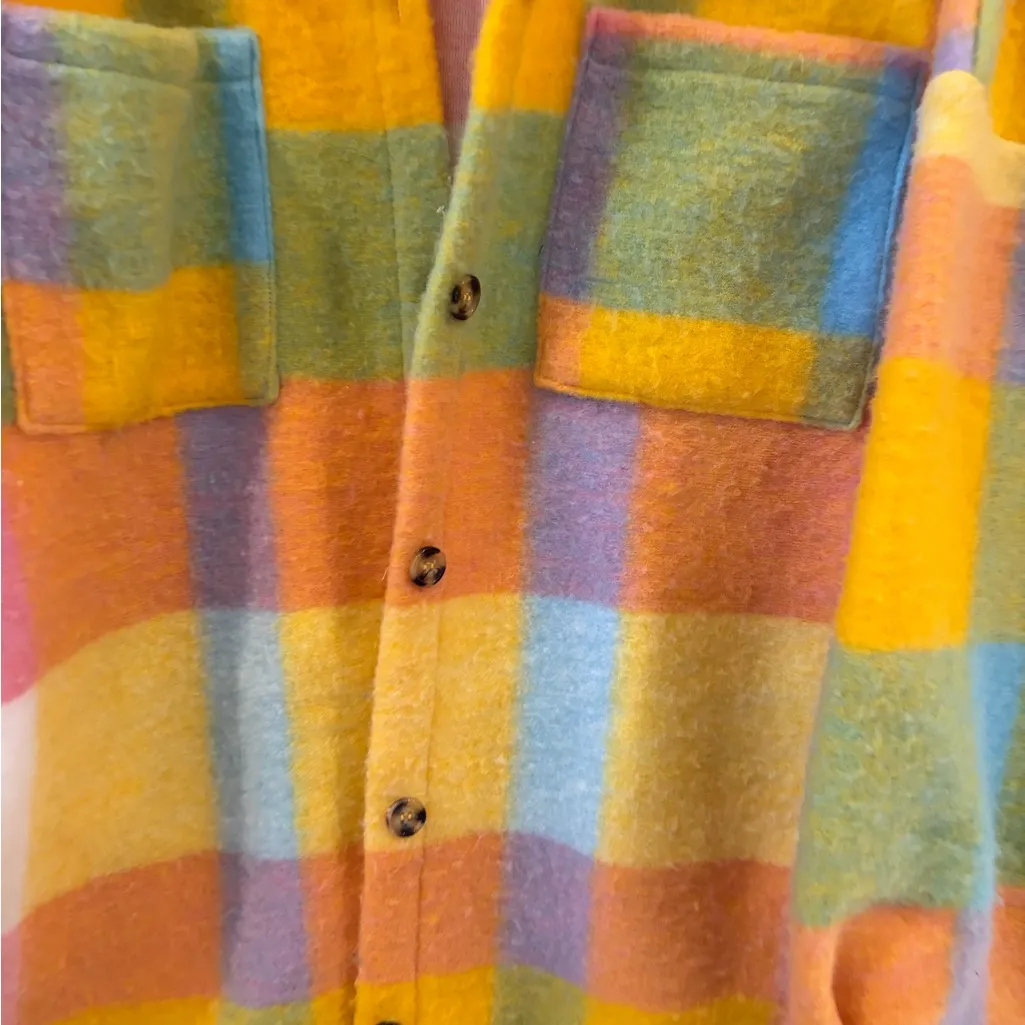 Davi & Dani Plaid Vibrant Colorful Shirt Jacket size Large Oversized Fit - Image 4