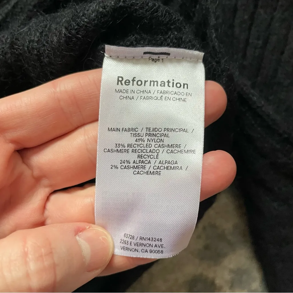 Reformation Rebecca Cashmere Alpaca Tie Front Cardigan Sweater Small NWT Black - Image 6