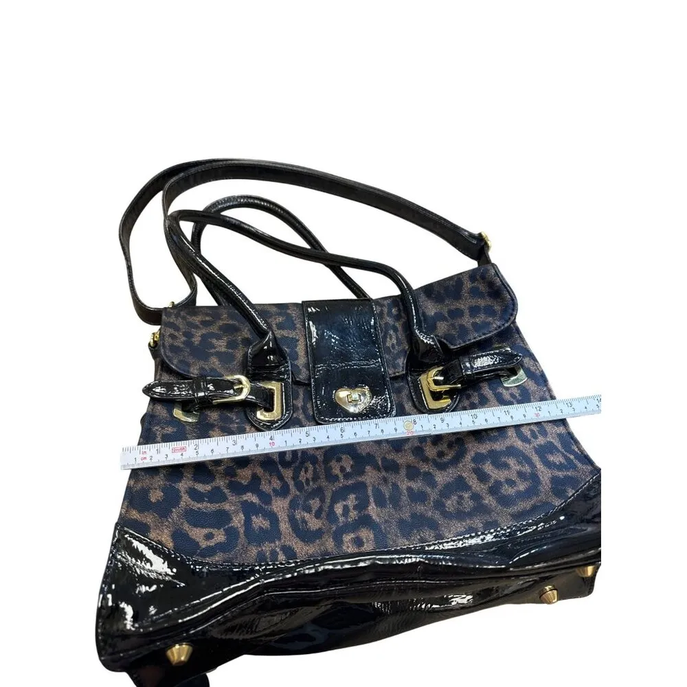 Betsey Johnson Black Leopard Print Handbag With Gold Hardware SKU 6898 - Image 3