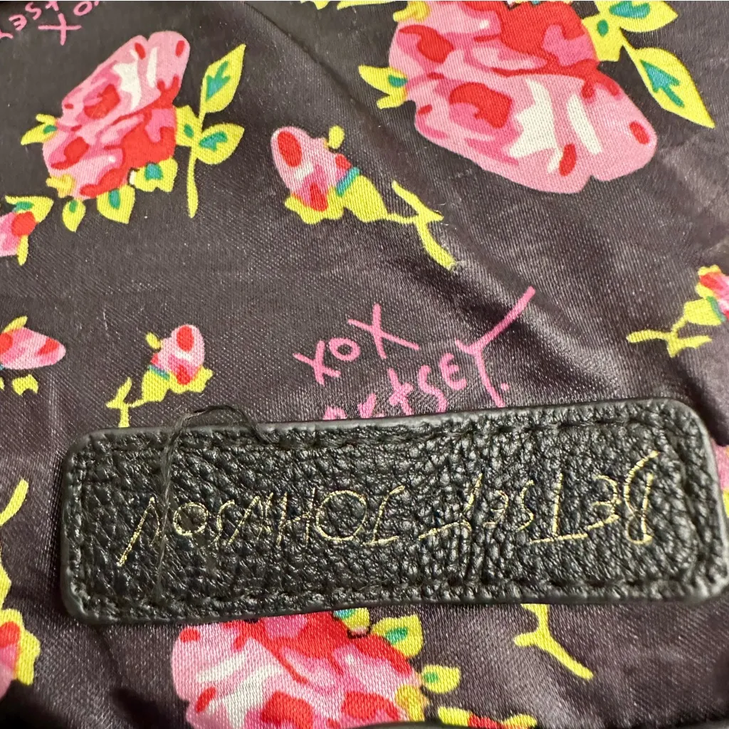 Betsey Johnson Black and White Striped Tote Bag Hot Pink Pom Y2K Travel Classic - Image 5