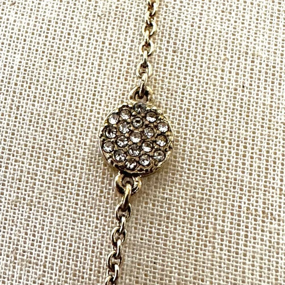 Kate Spade gold tone rhinestone long station necklace - Image 4