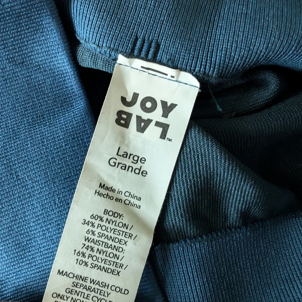 JoyLab High Rise Bike Shorts Ribbed Women's Large Blue - Image 3