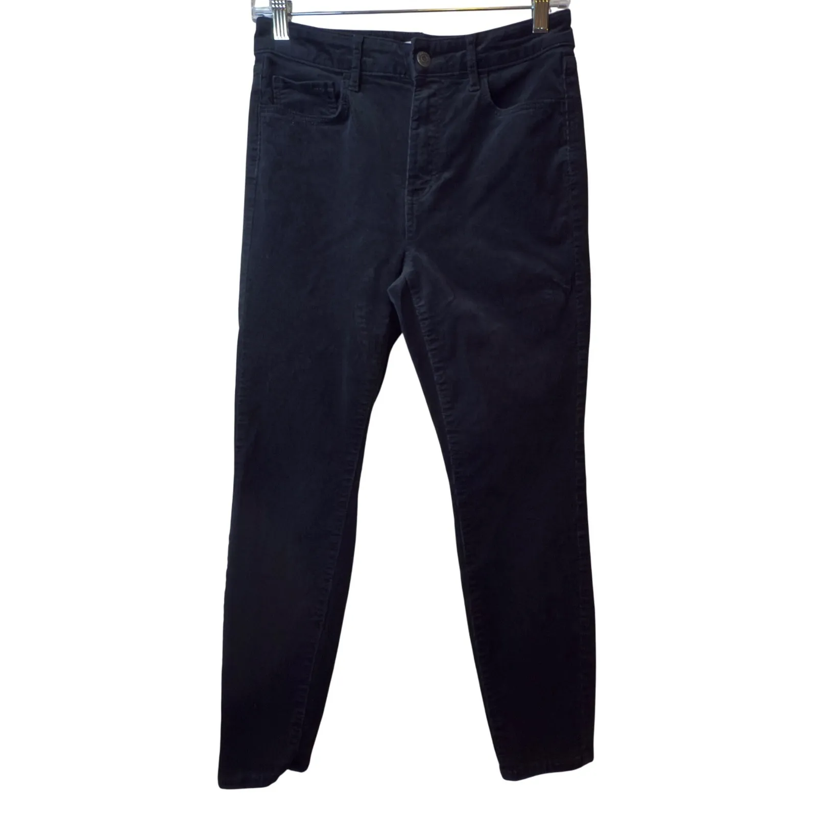 LOFT High Rise Corduroy Pants Cropped Black Curvy Size 4/27 Workwear Trendy Warm - Image 2