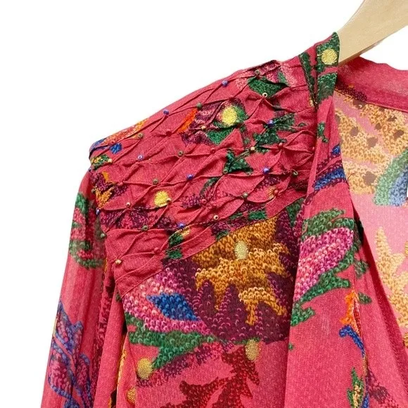 NWT Farm Rio Sunset Tapestry Floral Long Sleeve Boho Maxi Dress Warm Red Size XS - Image 10