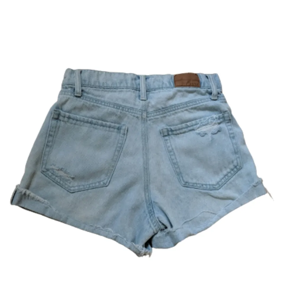 Areopostale Jean Shorts Distressed Lightwash Mom Shorts Size 00 - Image 2