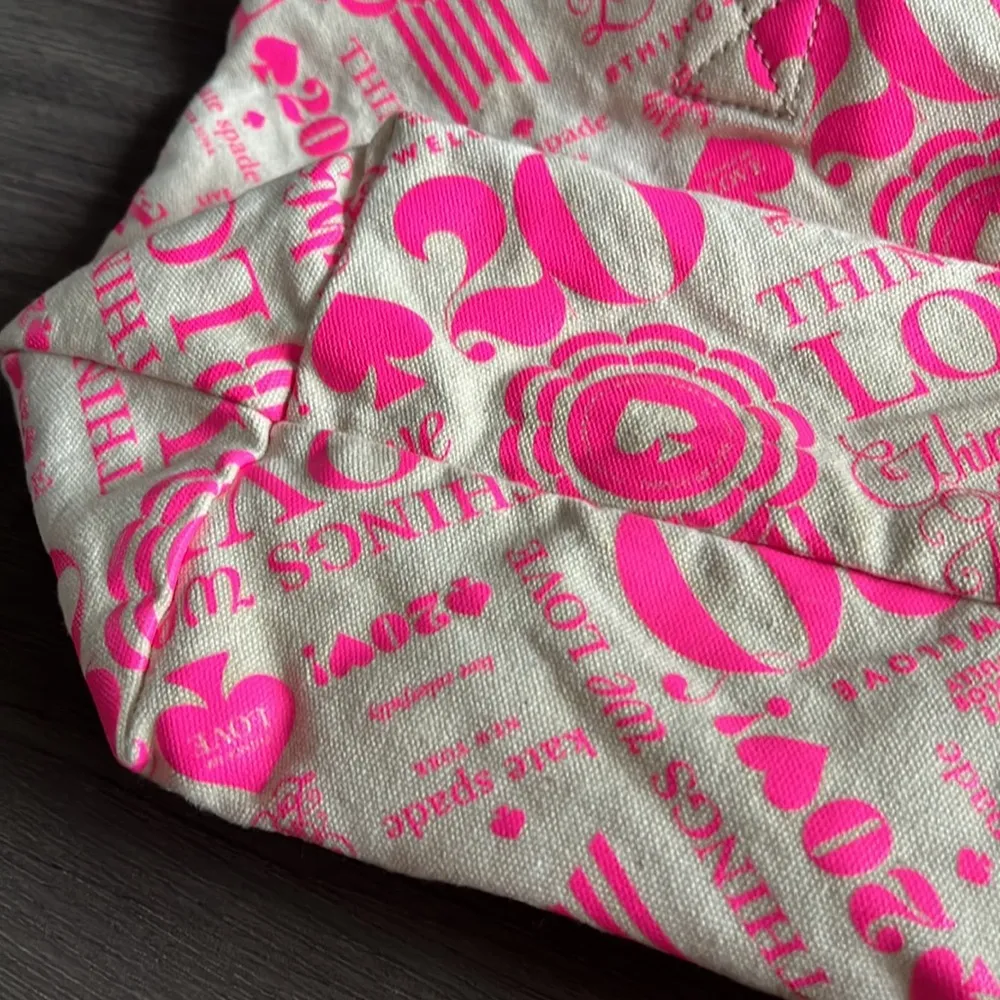 Kate Spade Canvas 20th Anniversary 20 Things We Love Tote Bag Pink Beige - Image 5