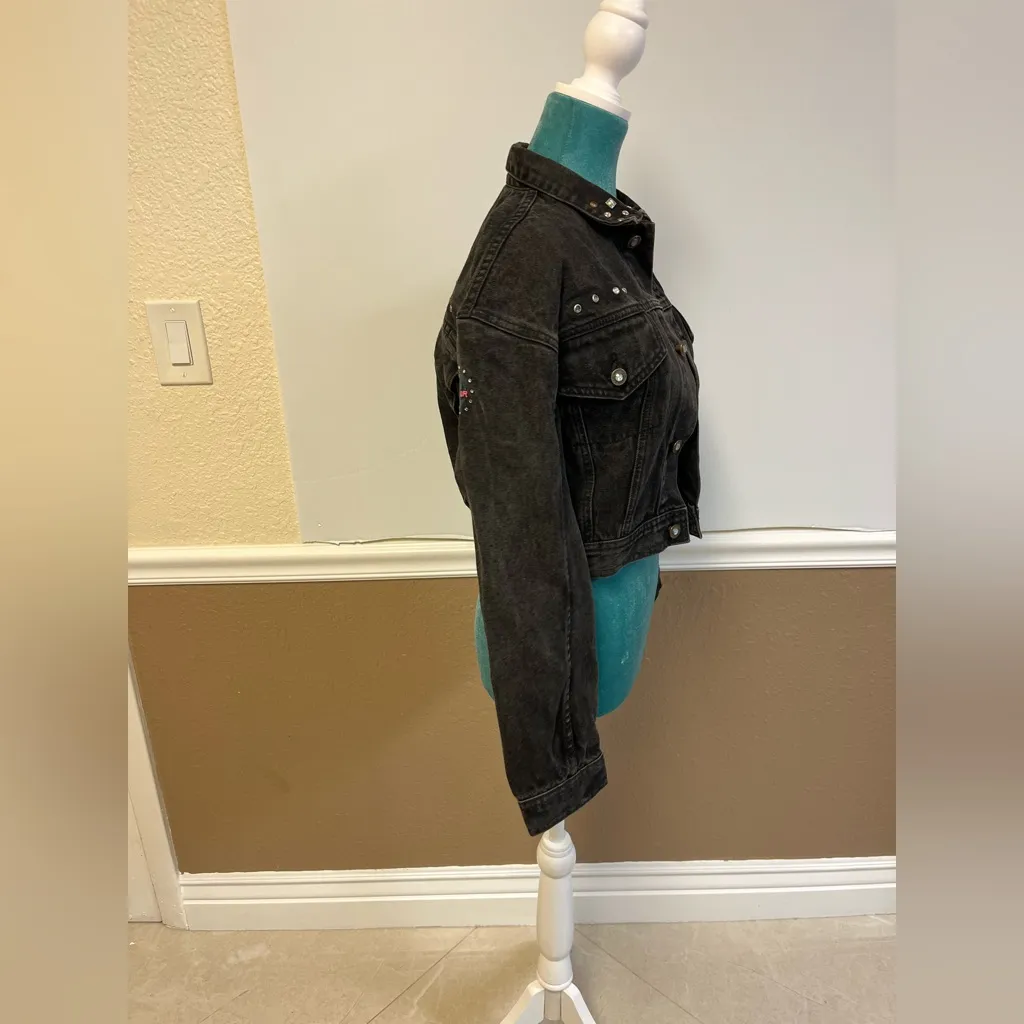 Vintage 80s LA Gear Studded Black Denim Jacket - Image 11