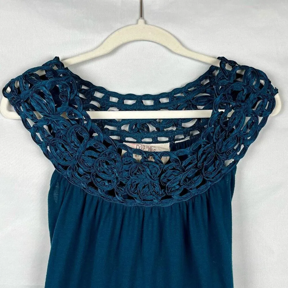 Debbie Miller Turquoise Embroidery Dress Small Green - Image 2