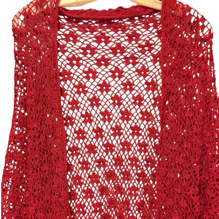 Vintage Red Sweater with Fringe Size M - Image 2