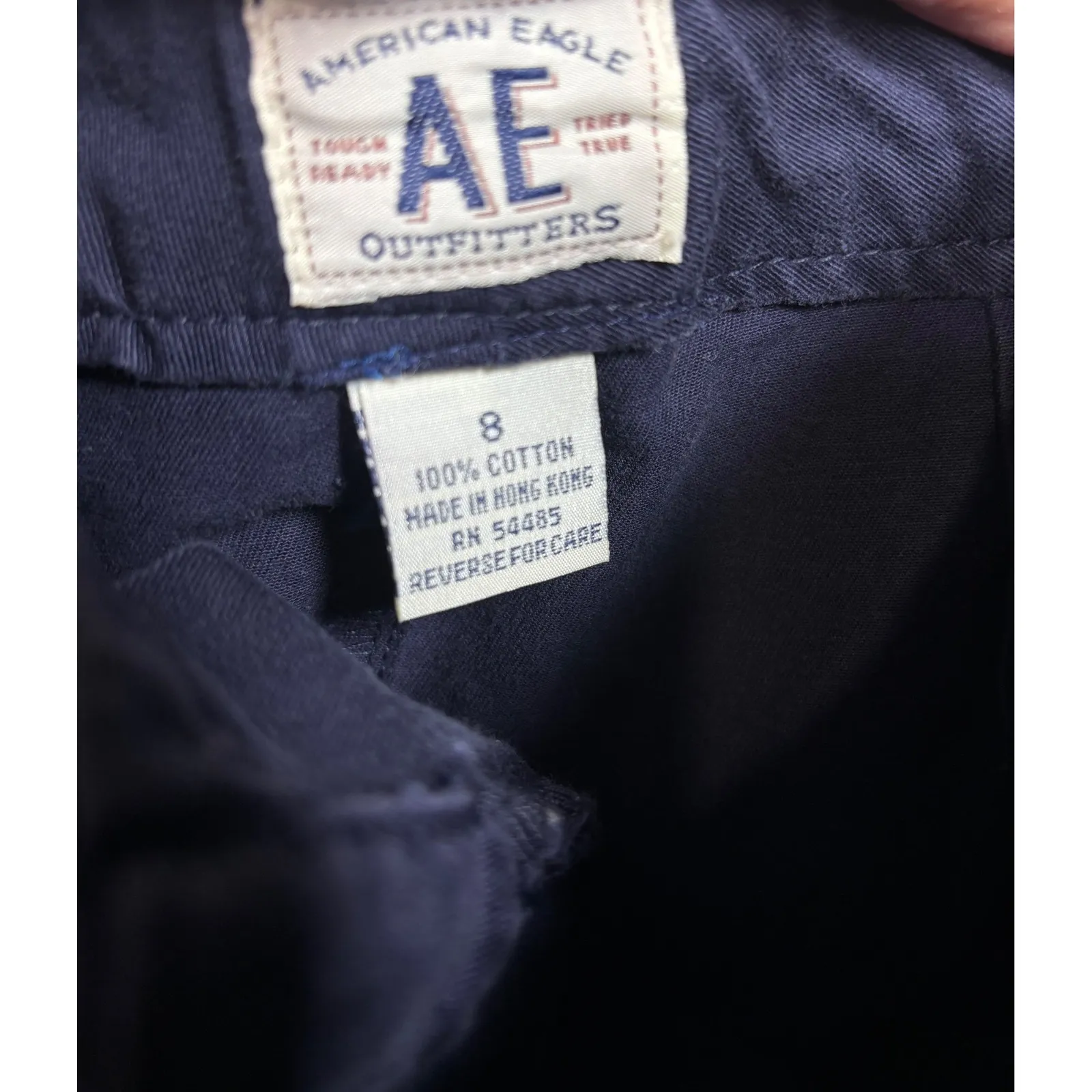 Vtg Y2K American Eagle Outfitters Shorts Size 8 AE Navy Blue Pleated Cotton - Image 2