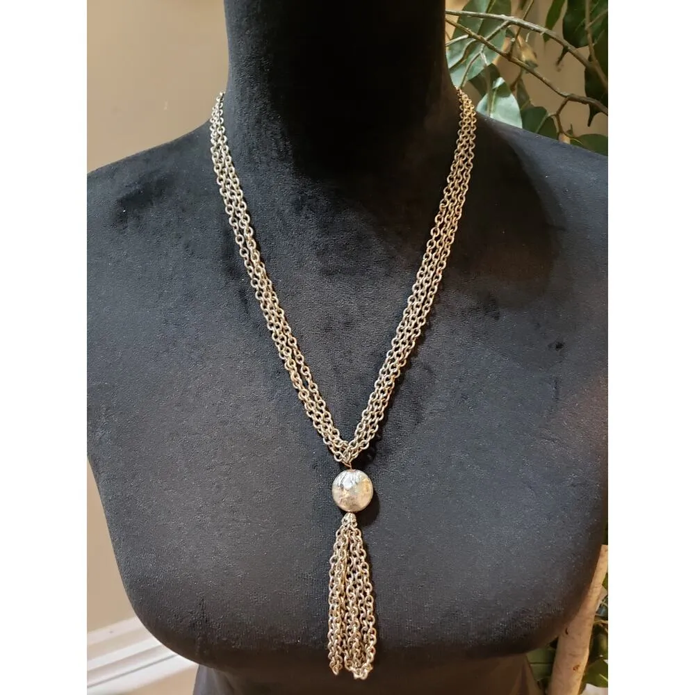 Womens Fashion Silver Tone Multi Layered Cable Chains Tassel Necklace Jewelry - Image 2