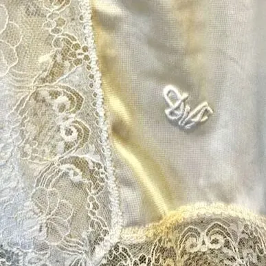 Vintage Diane Von Furstenberg Cream Nylon Lace Hem Half Kick Slip Size Med - Image 3