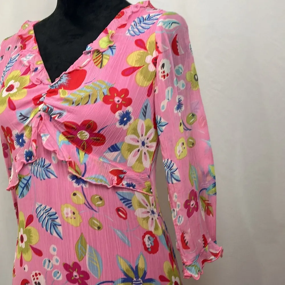 A.B.S by Allen Schwartz pink ditzy floral print mid length dress womans size 6 - Image 5