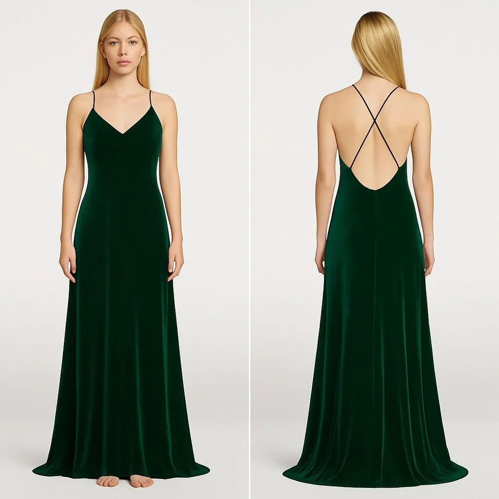NWT Reformation Rimini in Forest Green Velvet Maxi Tank Slip Dress L $398 - Image 7