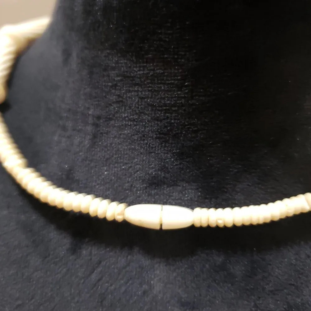 Womens Fashion Yellow Wood Shell Beaded Choker Collar Necklace with Barrel Clasp - Image 6