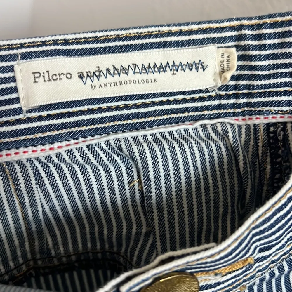 Anthropologie Pilcro Railroad Print Light Denim Vibe Skirt US 4 - Image 5