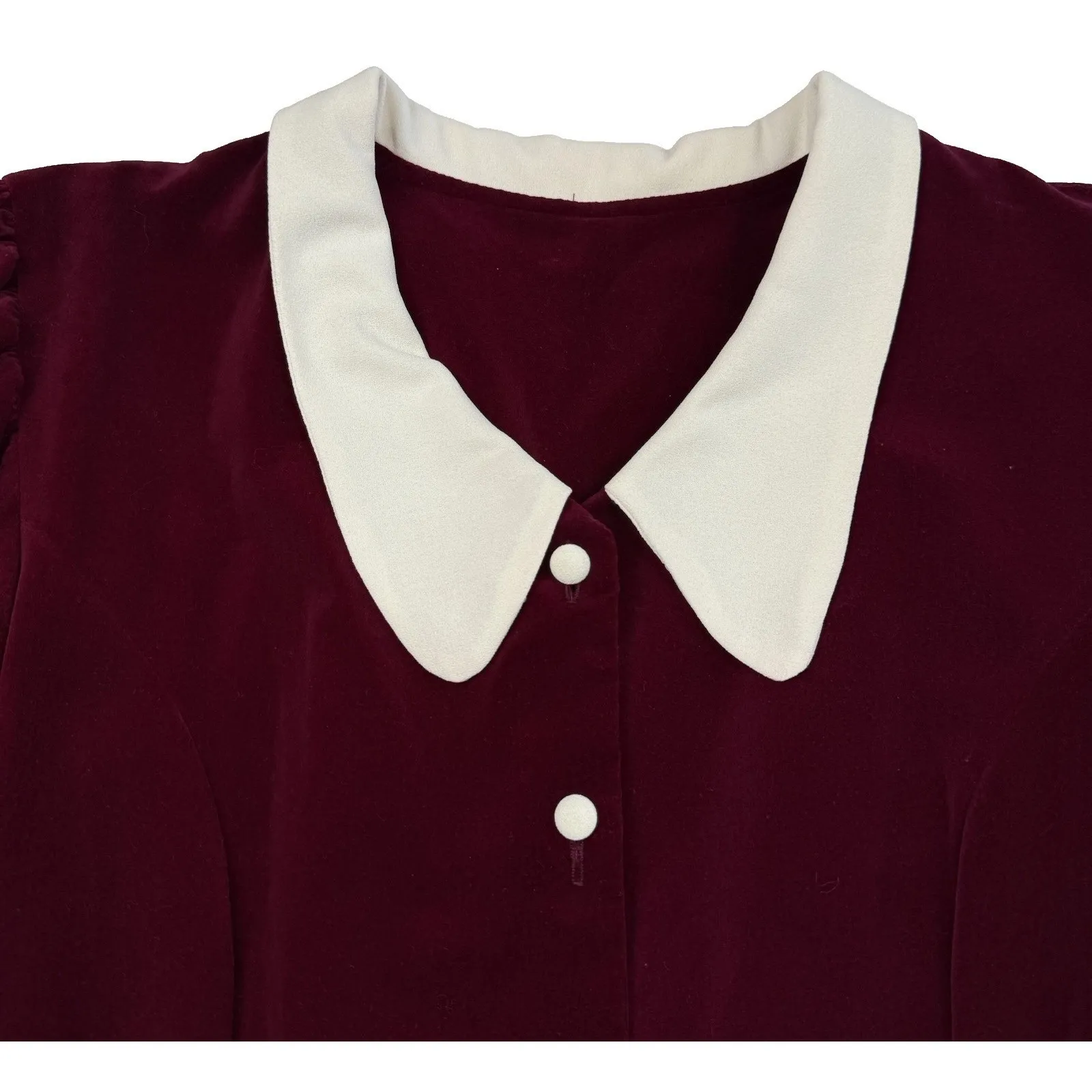 Vintage Velvet Midi/Maxi Dress Size 6 Cottontail Victorian Academia Whimsigoth Red - Image 12