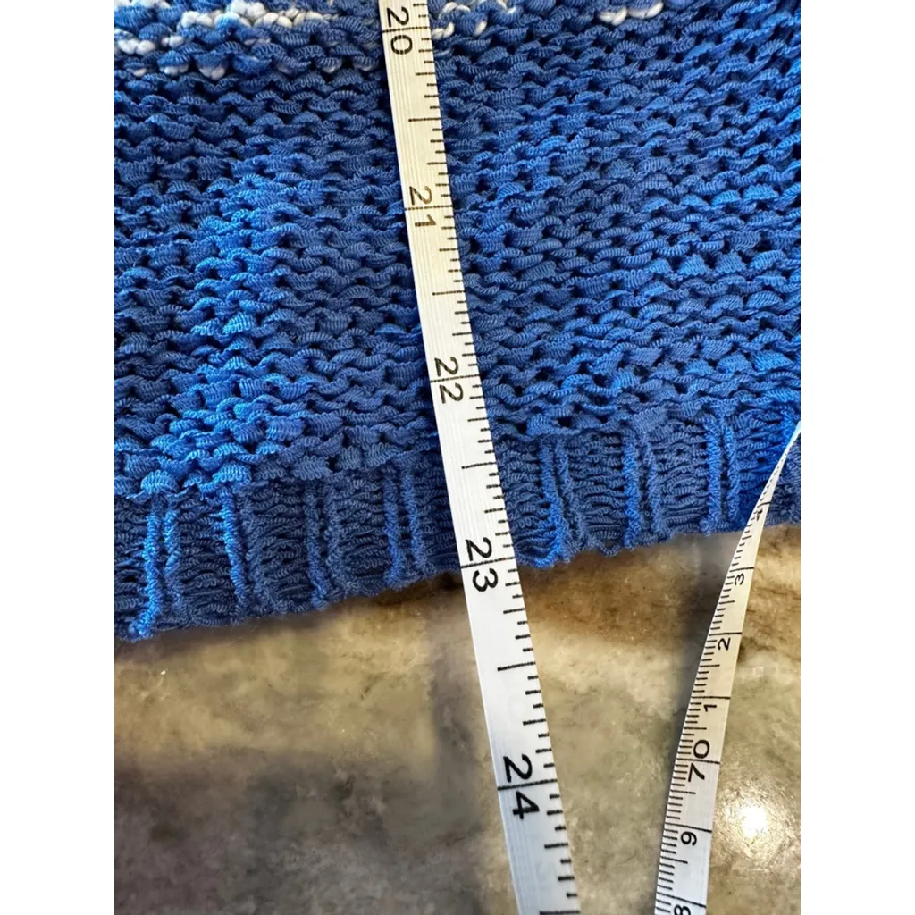 Women's Caribbean Joe Blue & White Striped Crew Neck Sweater L - Image 5