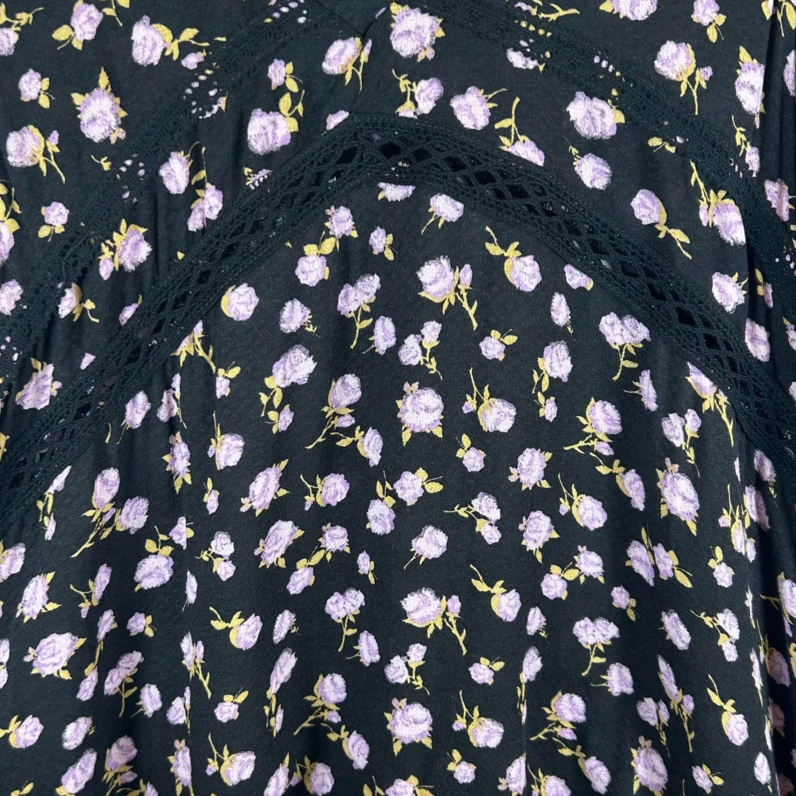 NWT Free‎ People Intimately Floral Black Mini Dress Sleeveless Ruffle Hem S - Image 9