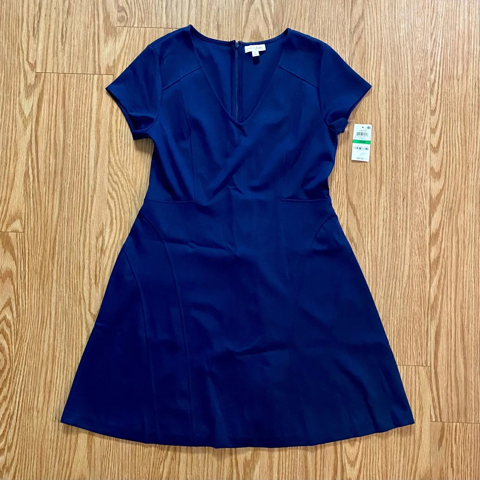 Maison Jules Blu Notte Fit & Flare Blue Pleated Mini Dress Womens Large - Image 3