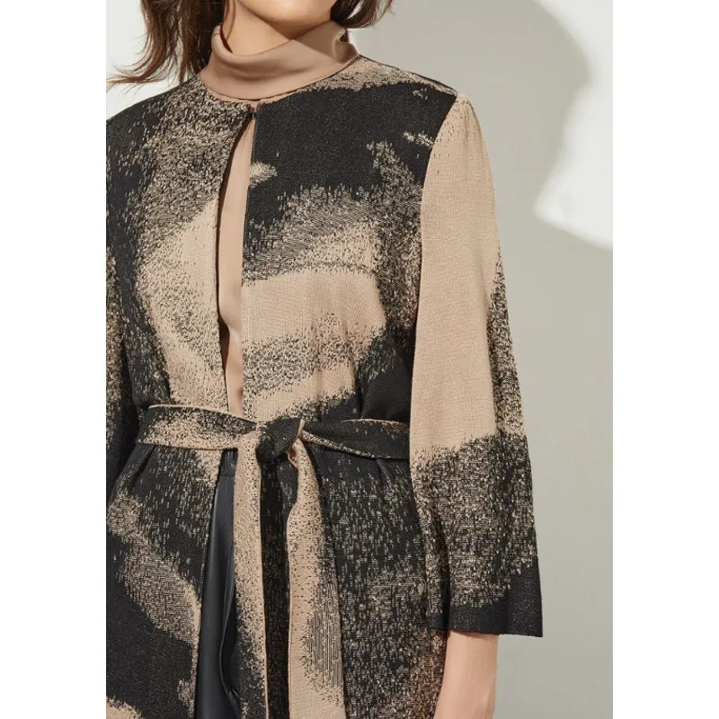 Ming Wang Abstract Jacquard Longline Belted Knit Jacket Size‎ XL - Image 7