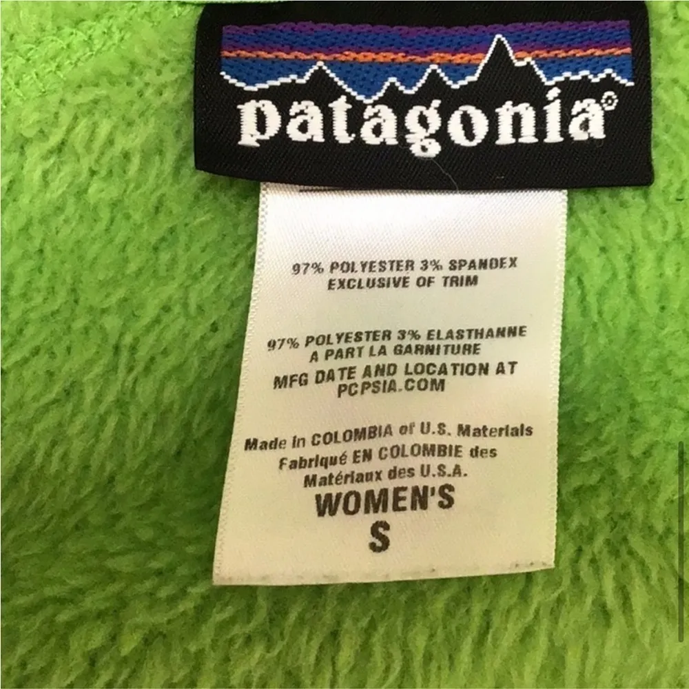 Patagonia R2 Alpine Climbing Full Zip Fuzzy Jacket Neon Green Small - Image 3