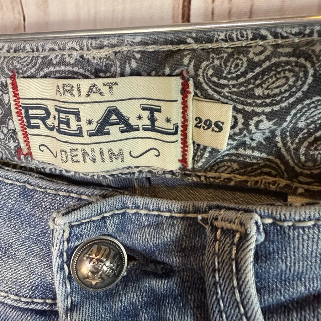 Ariat R.E.A.L. Mid Rise Stretch Entwined Boot Cut Jean Size 29 R Country Western - Image 5