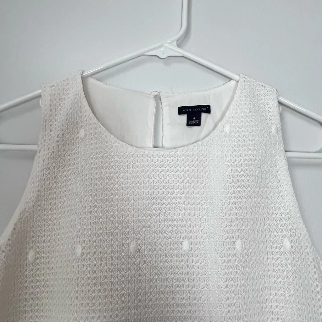 Ann Taylor Size 4 White Sleeveless Embroidered Floral Lace Sheath Dress - Image 4