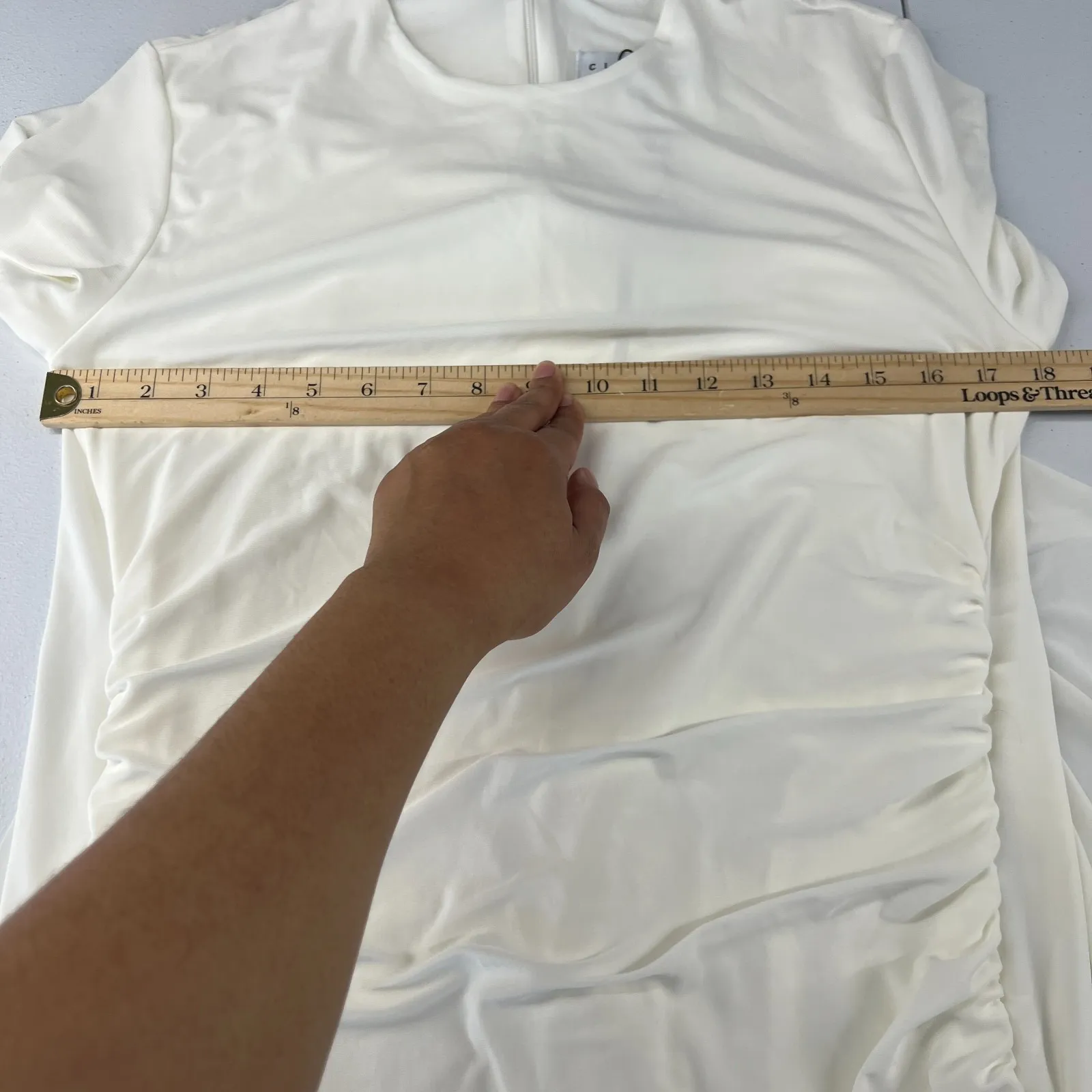 Club L London Keva Ruched Maxi Dress Womens 14 White Batwing Back Zip Party - Image 12