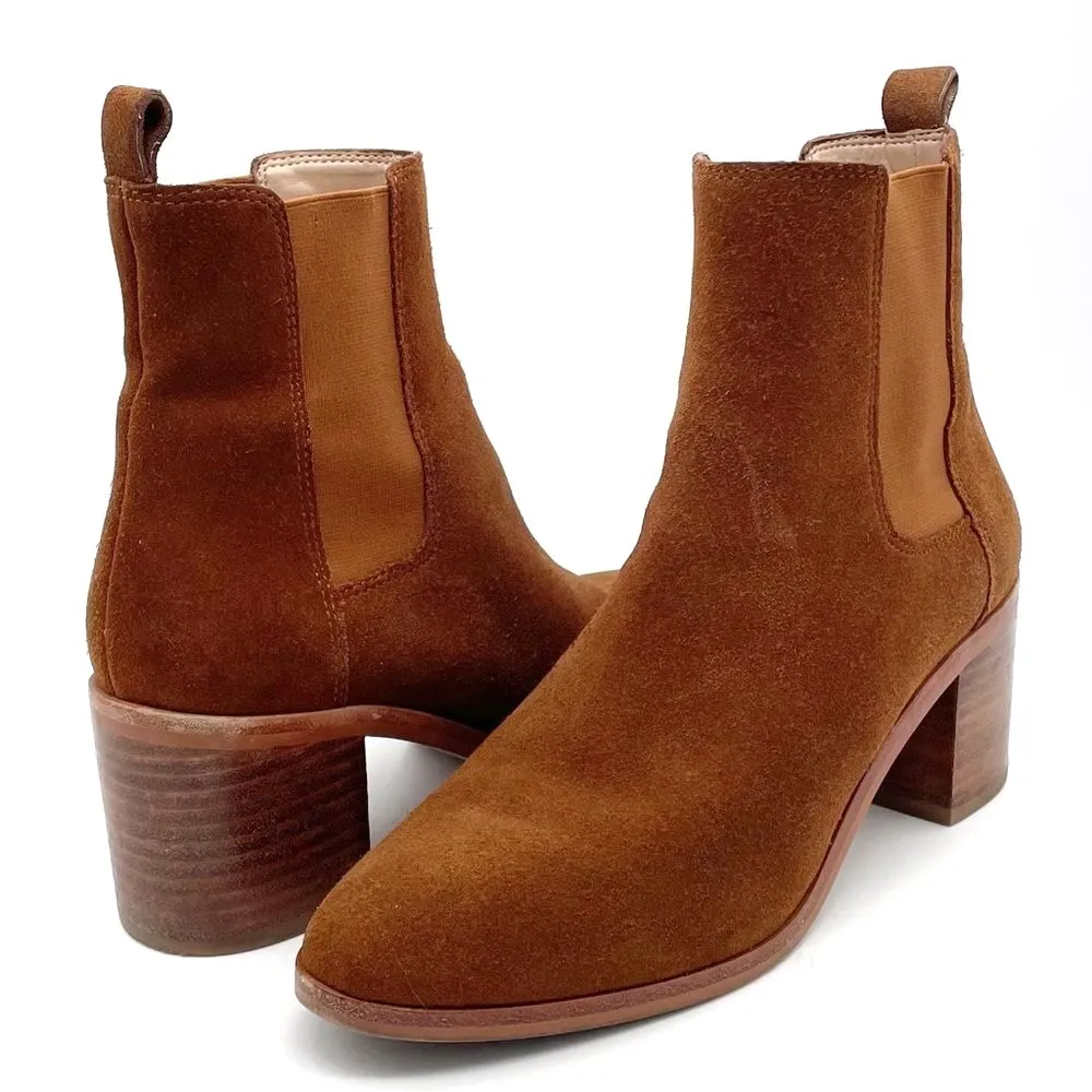 Banana Republic Suede Block Heel Chelsea Boot Whiskey Brown Suede Women’s Size 7 - Image 6