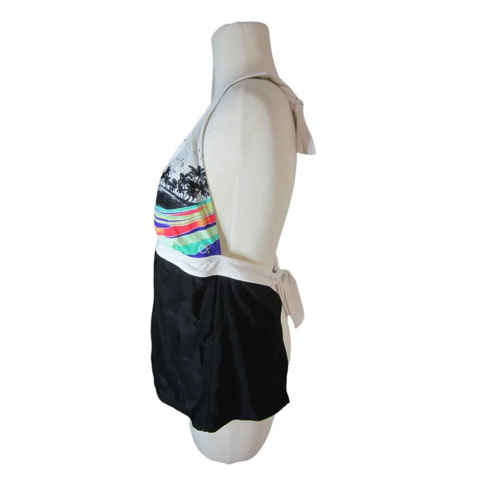 OP  White Black Padded Triangle Tropical Bikini Top Size XL 15-17 - Image 9