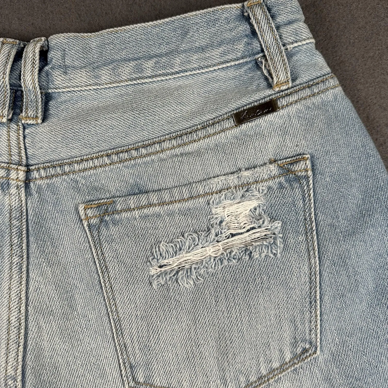 KanCan Shorts Juniors 11/29 Blue Distressed Button Fly Denim Cutoff Frayed Hem - Image 11