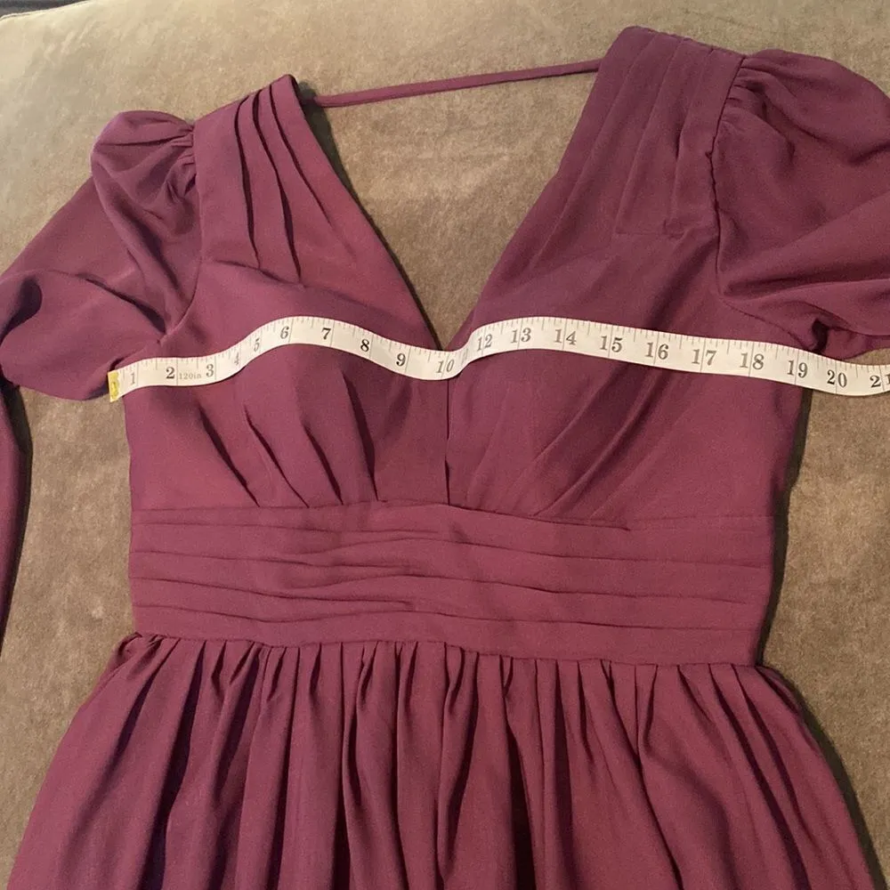 Women’s Purple Chiffon Full Length Dress with Corset Back Leg Slit Size M Size M - Image 10