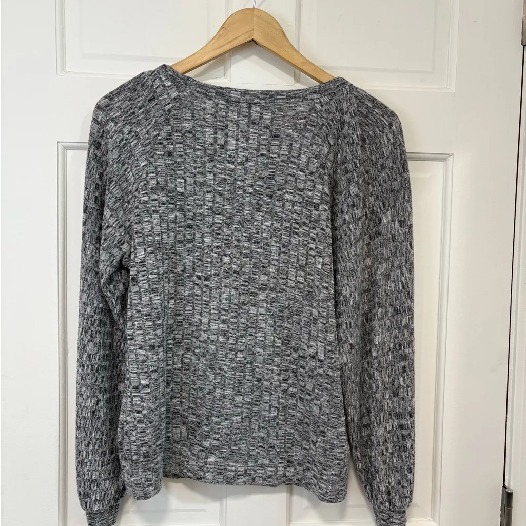 Philosophy Gray Long Sleeve Ribbed Knit Sweater Top Square Neck Marled Y2K Sz M - Image 6