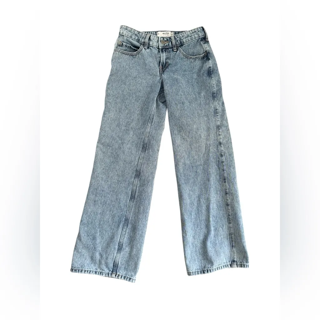 Hollister Low-Rise Medium Wash Baggy Jeans 25X31” Med Wash 100% Cotton Wide Leg - Image 6