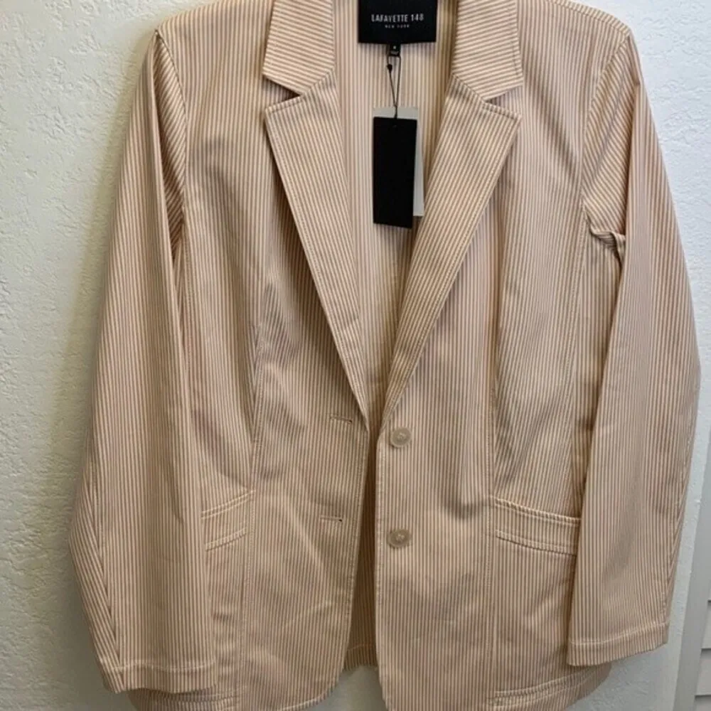 Nwt Lafayette 148 Boston Micro Stripe Clay Multi blazer. - Image 4