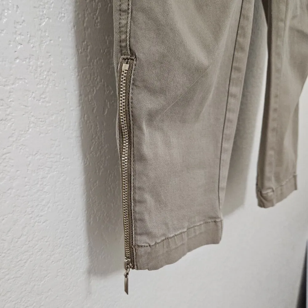 NWT White House Black Market Kahki Ankle Zip Mid Rise Utility Slim Crop … - Image 2