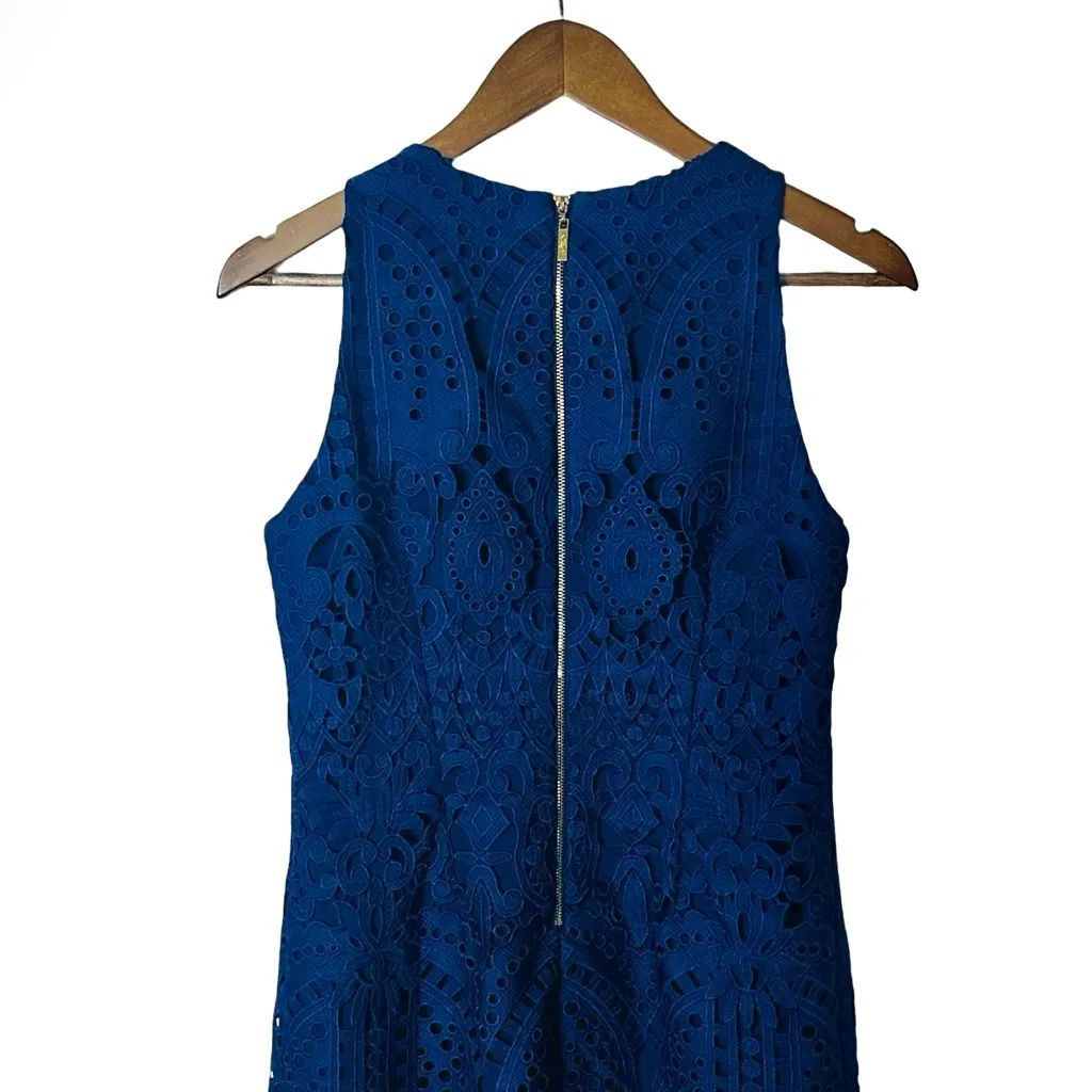 Eliza J Navy Lace Scalloped Sheath Dress Size 4 Cocktail Wedding Guest - Image 6