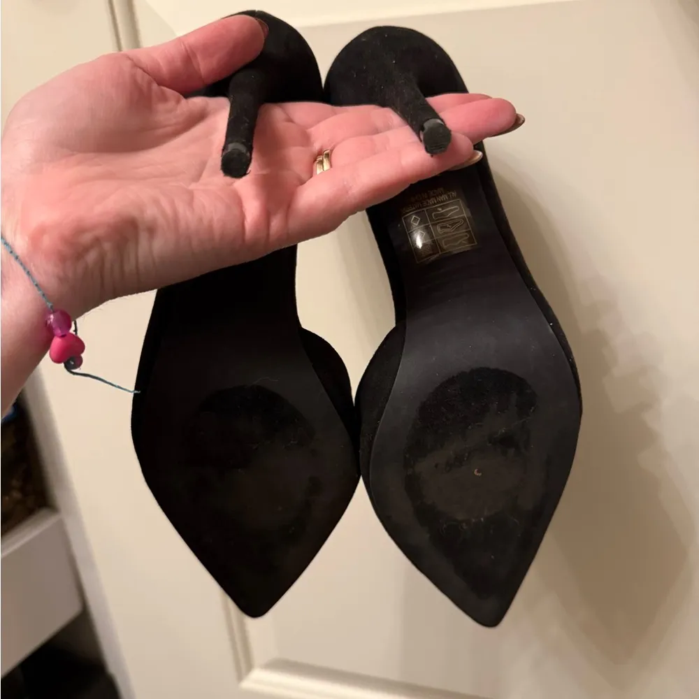 Bella Marie Black Vegan Faux Suede Stiletto Heels with Crystal Details Size 10 - Image 6