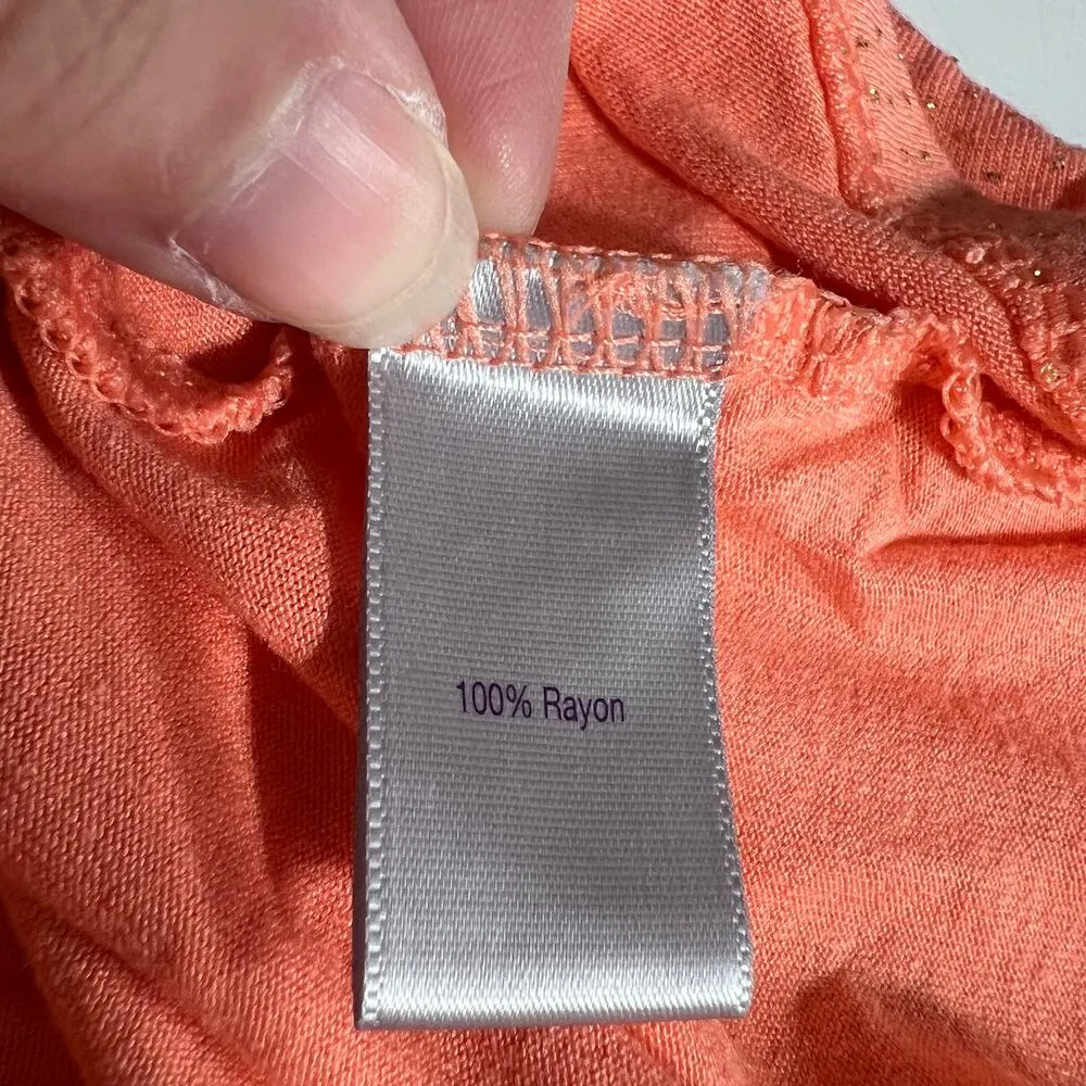 Jennifer Lopez Womens T Shirt Top Orange with Gold Accents Short Sleeve Small - Image 8