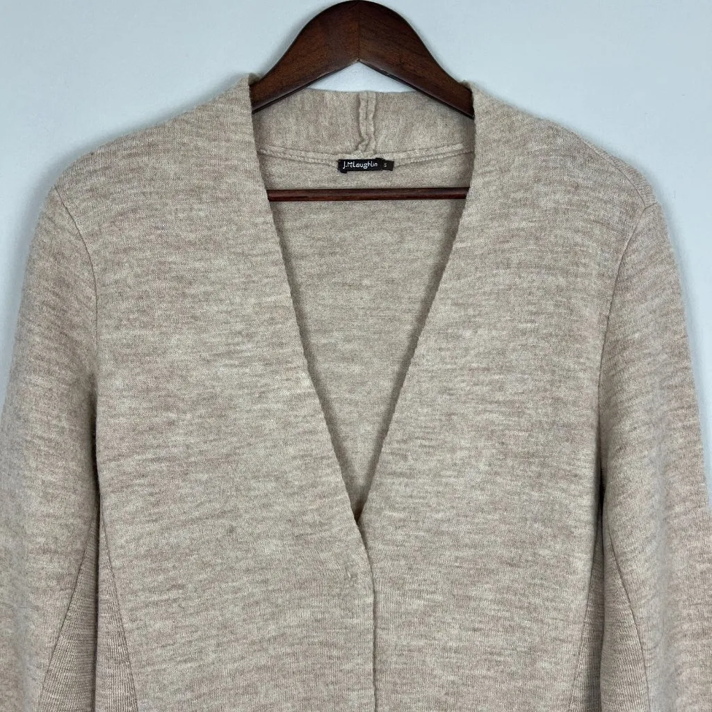 J. McLaughlin  Duster Cardigan Sweater Womens Small Beige‎ 100% Wool Snap Button - Image 4