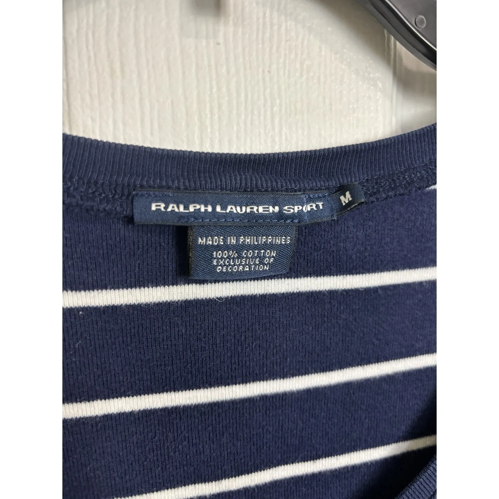 Vtg Y2K Ralph Lauren Sport Blue Striped V - Image 3