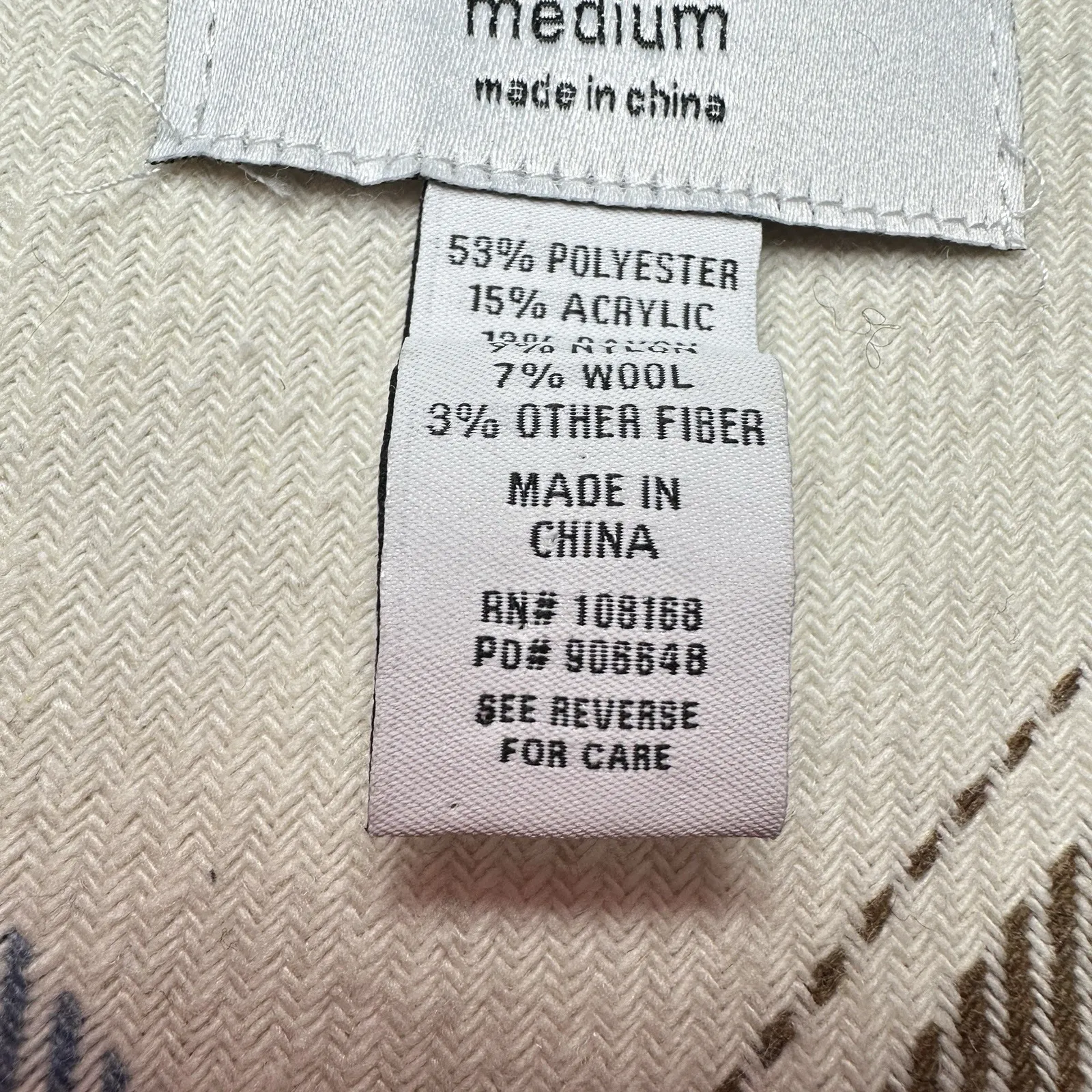 RSQ Plaid Wool Blend Shacket Jacket Medium Brown Blue Cream Oversized Workwear - Image 9