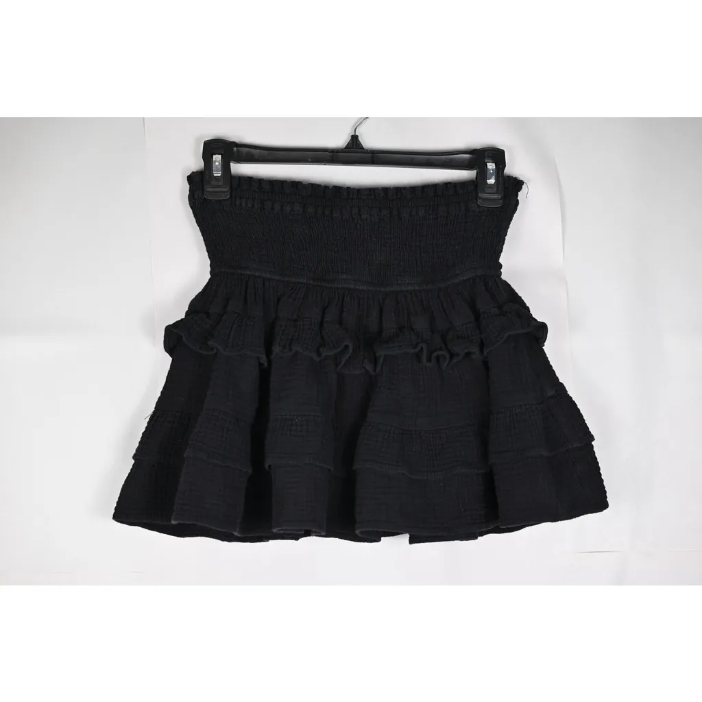 Women's Olivaceous Black Tiered Mini Skirt S - Image 2