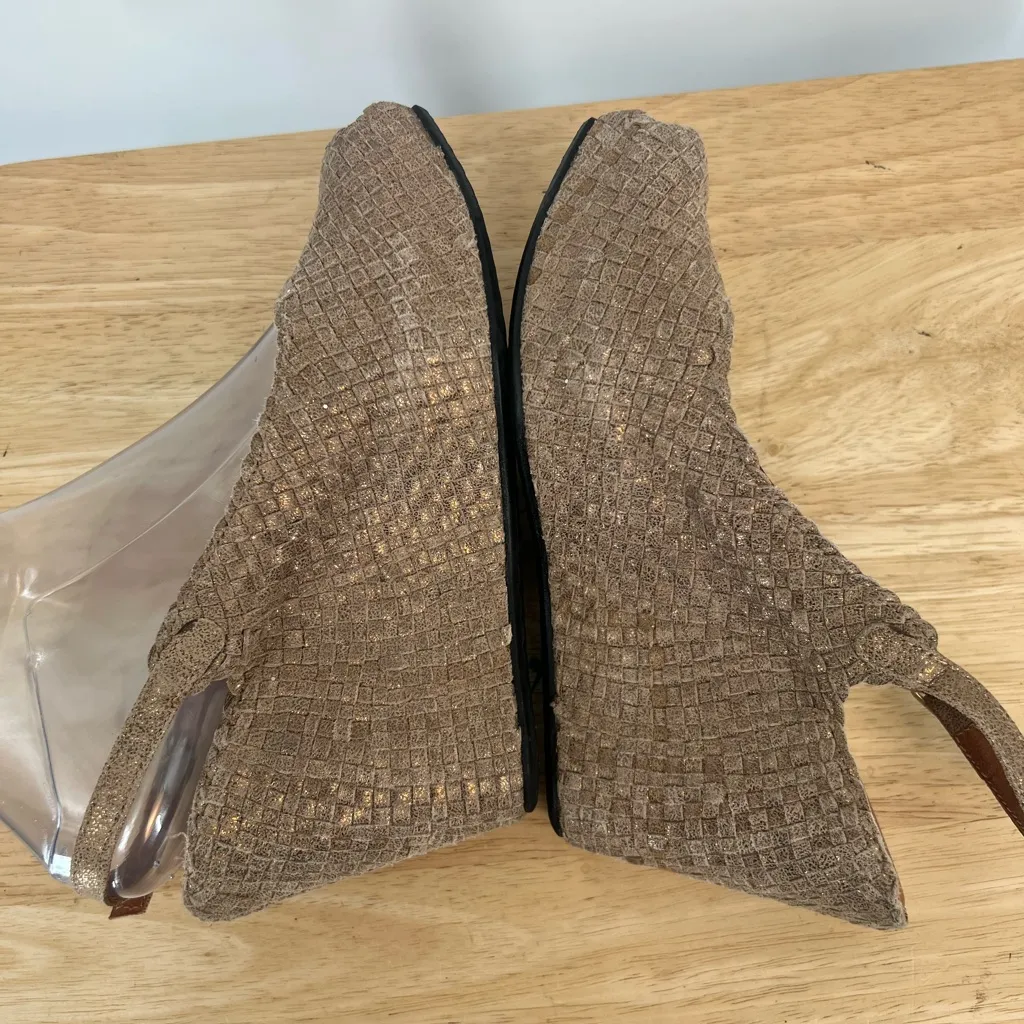 Pons Quintana Tan Leather Suede Wedges Blue Size 8 - Image 5