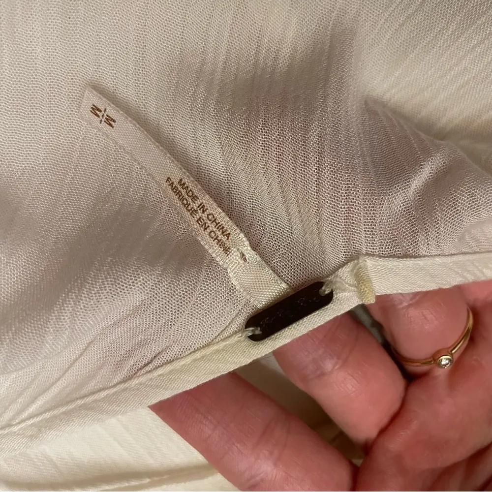 Free People Bohemian Beach Ivory Sheer Panel Swing Tank Slip Dress Medium - Image 3