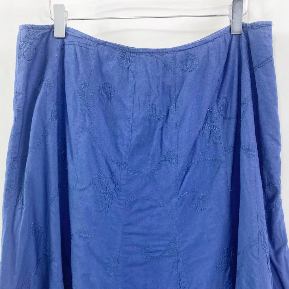 TALBOTS Blue Vintage Cotton Midi Tea Length A-Line Skirt - Image 8