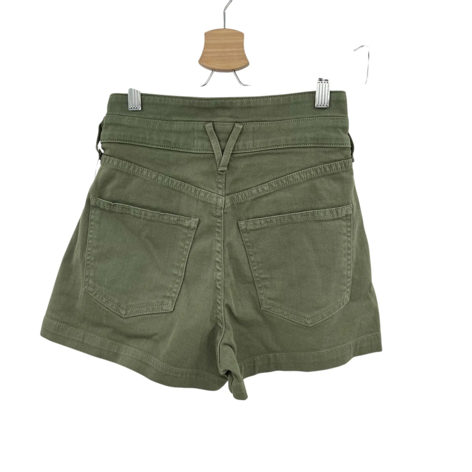 Veronica Beard Jaylen Denim Shorts High Rise Pleated Clover Green Size 23 - Image 8